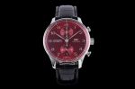  IWC Schaffhausen Portuguese Claret Dial Black Leather Strap  Swiss Quality Automatic Watch
